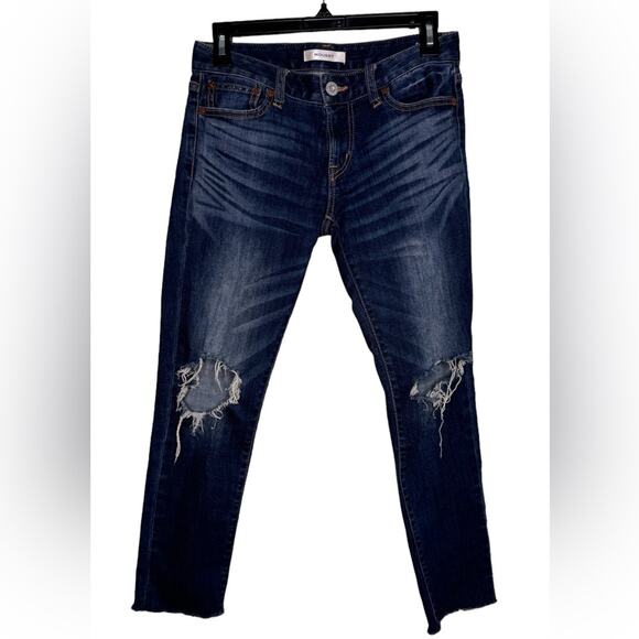 Moussy Vintage Comfort Nancy Skinny Dark Wash Mid-Rise Distressed Skinny Size 26 - Picture 2 of 11